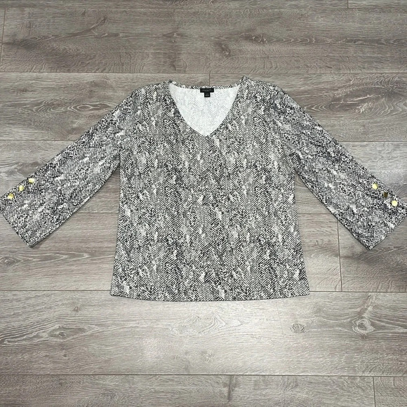 Ann Taylor Reptile Snake Print V-Neck Blouse M - Picture 3 of 12